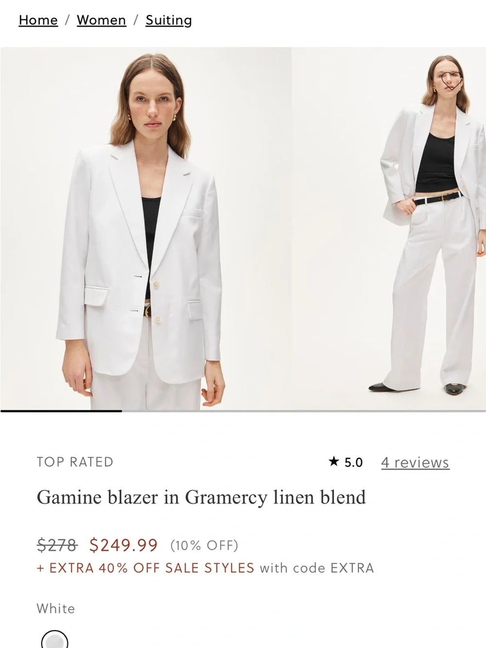 J. Crew White Gamine Blazer